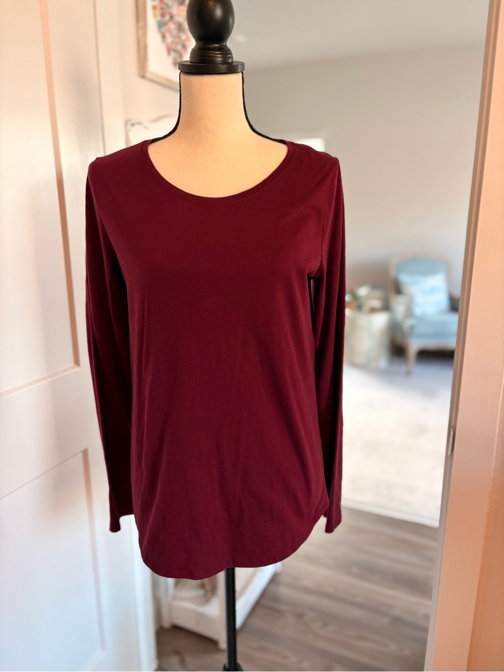 Sonoma Long-Sleeve Crewneck Top - Wine